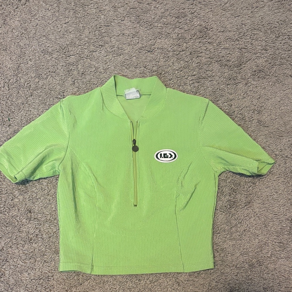 Louis Garneau Women's Vibrant Green Zip-Up Crop Top